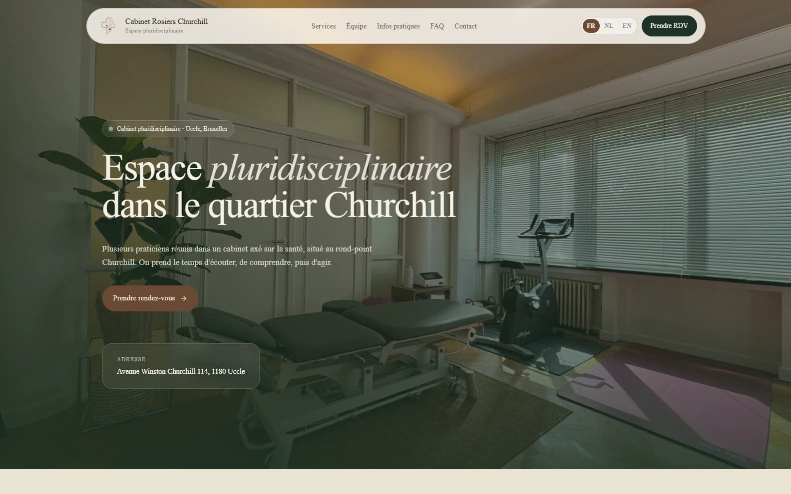 Screenshot of the Cabinet Rosiers Churchill website