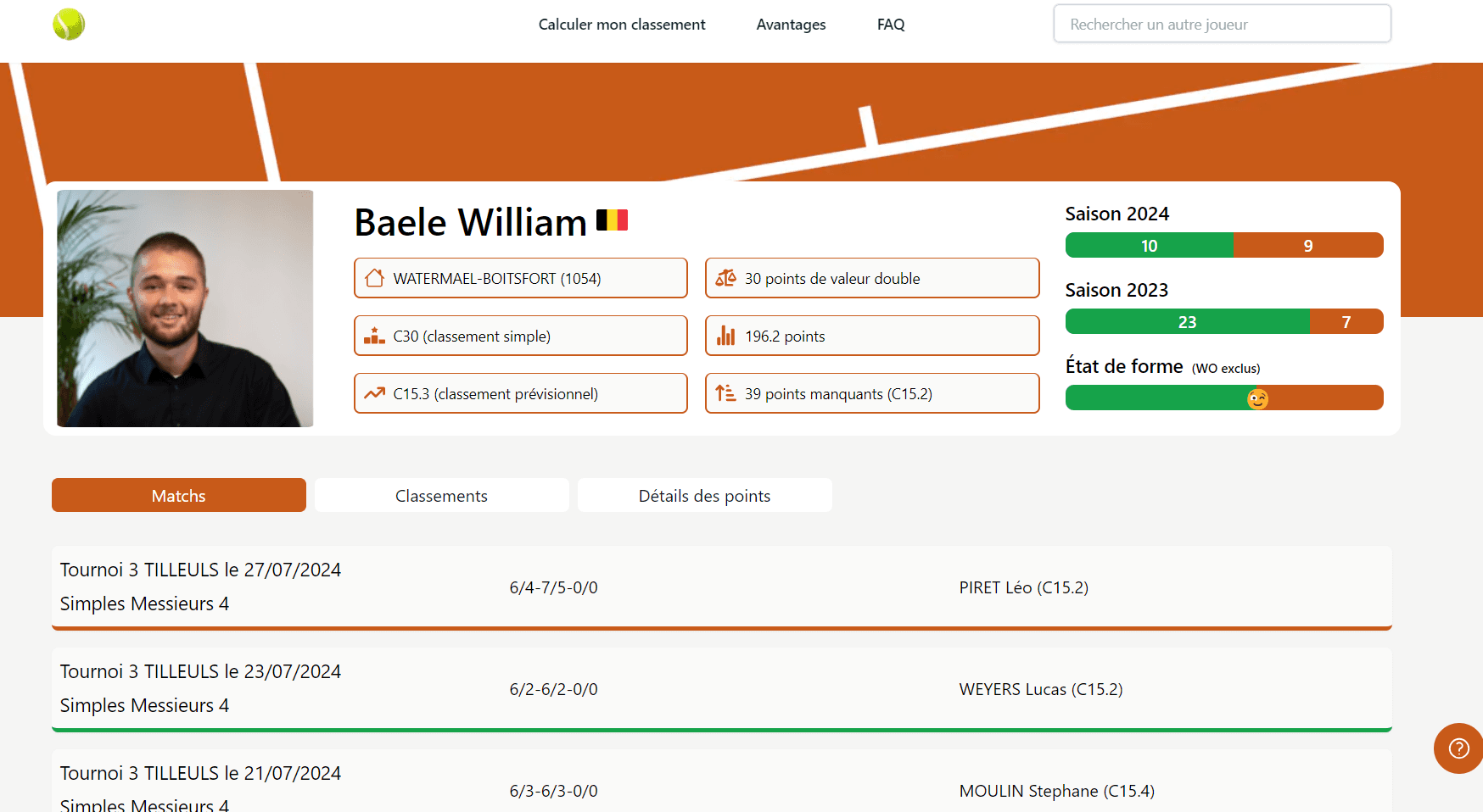 Classement tennis - Screenshot 2